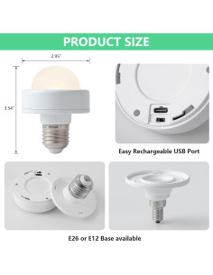 Bombillas LED RGB recargables Benju Lighting E26/E12 - 2 unidades 2
