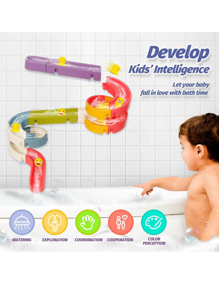 Juguete de Baño Think Wing Pista de Pelotas 37 Pcs para Niños