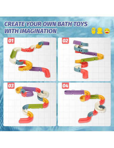 Juguete de Baño Think Wing Pista de Pelotas 37 Pcs para Niños