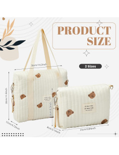 Bolsa de Pañales Tote Paterr 2 Pcs Algodón Acolchado Oso 2