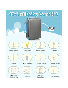 Kit de Cuidado Infantil Lictin 15PCS Azul - Salud y Viaje 2