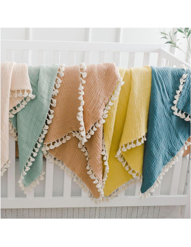 Manta de Muselina Crane Baby 100% Algodón Azul 101.6x101.6cm