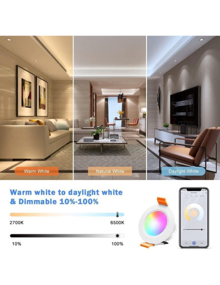 Downlight LED empotrado inShareplus 5W WiFi regulable 2700-6500K