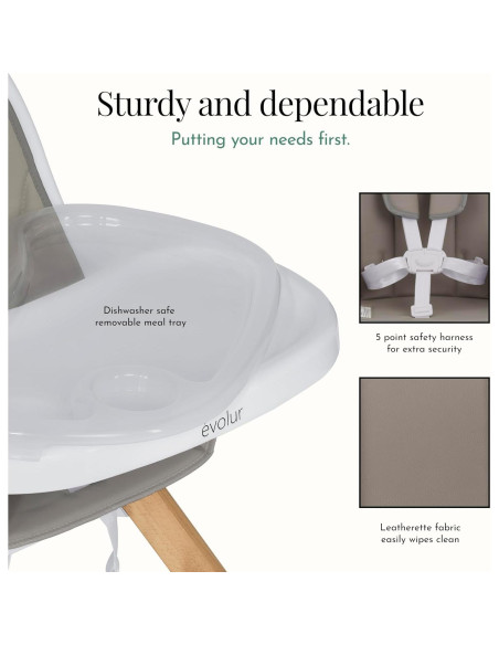 Silla Alta Convertible Evolur Zoodle 2 en 1 Gris Claro