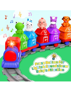 Juego de tren eléctrico Montessori Meytccve para niños 1-4 años 2
