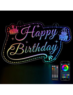 Letrero de Neón LED Feliz Cumpleaños MissAudrey 55x34 cm RGB 2