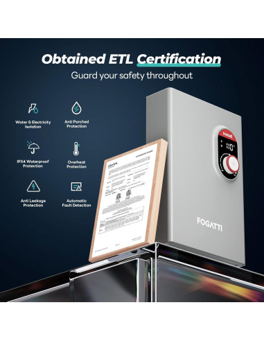 Calentador de Agua Eléctrico Sin Tanque FOGATTI 11kW 240V 9.8 LPM
