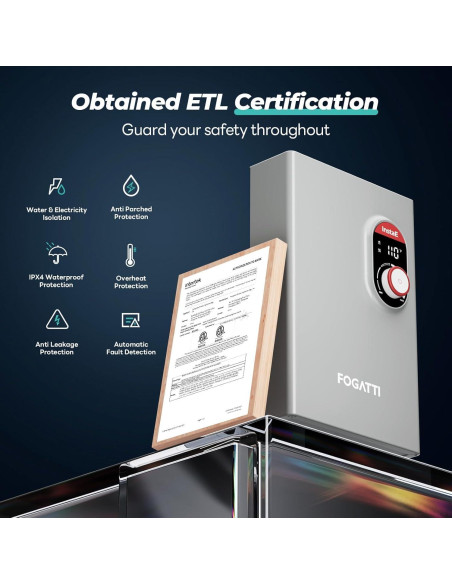 Calentador de Agua Eléctrico Sin Tanque FOGATTI 11kW 240V 9.8 LPM