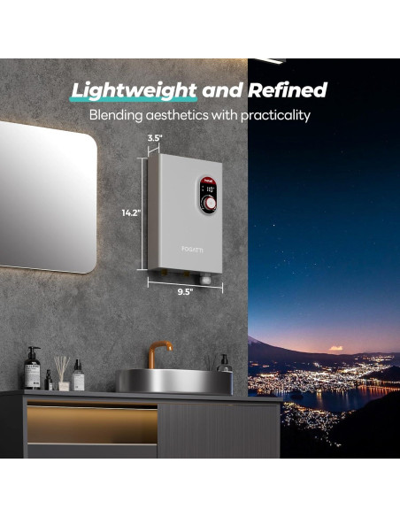 Calentador de Agua Eléctrico Sin Tanque FOGATTI 11kW 240V 9.8 LPM