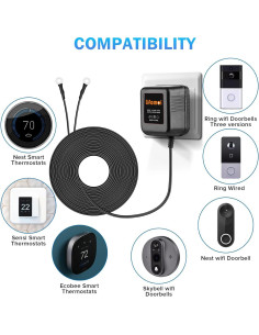 Transformador de Timbre 24V 500mA LIFEMOI con Cable 5m 2