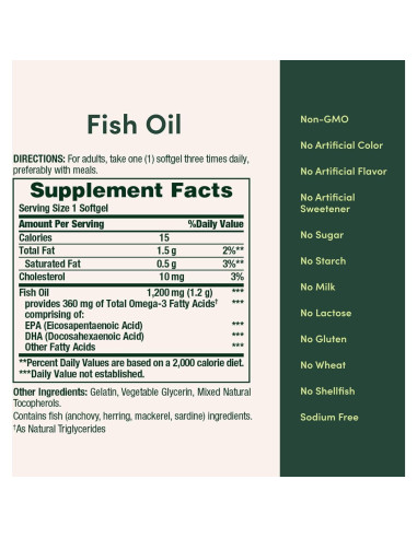 Suplemento Omega 3 Nature's Bounty 1200 mg 200 Gelatinas Blandas