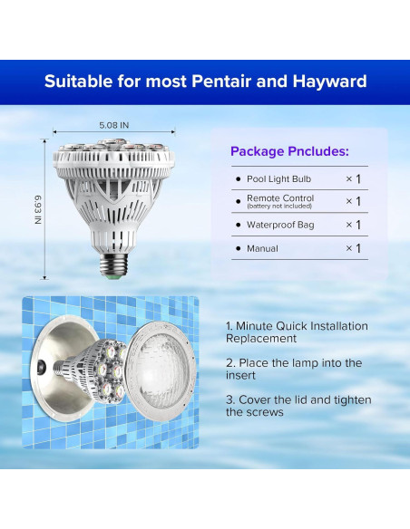 Bombilla LED RGB SANSI 30W E26 2000LM para Piscina