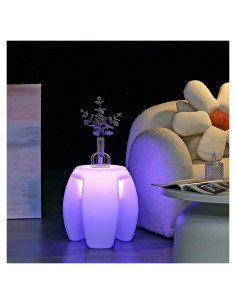 Taburete LED KEROVI de 40 cm, silla luminosa recargable RGB