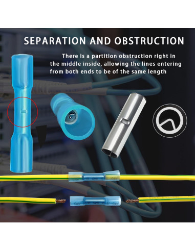Conectores de Cable Termocontraíble 100Pcs Azul 16-14 AWG