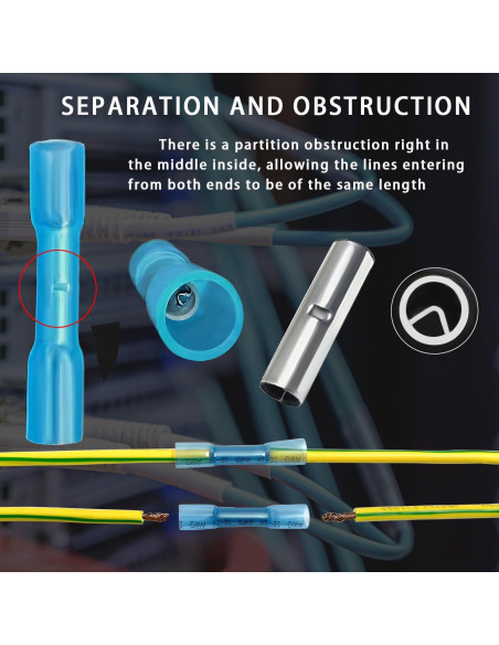 Conectores de Cable Termocontraíble 100Pcs Azul 16-14 AWG