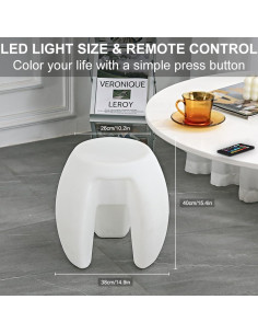 Taburete LED KEROVI de 40 cm, silla luminosa recargable RGB 2