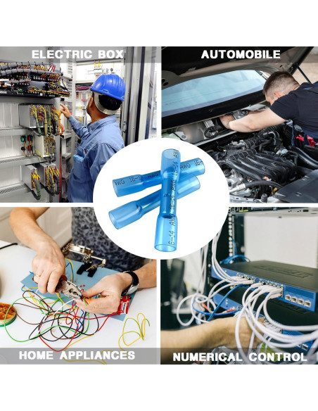 Conectores de Cable Termocontraíble 100Pcs Azul 16-14 AWG