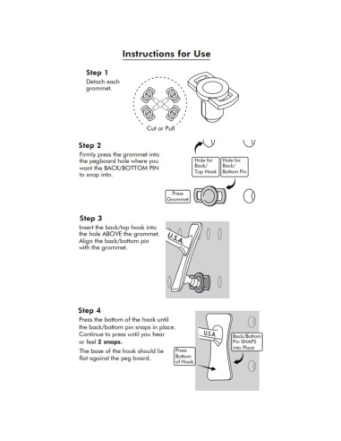 Ganchos de Tablero de Clavos PegPro 2" - 24 Unidades, Negro