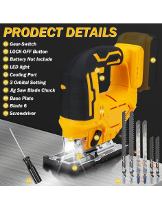 Sierra de calar inalámbrica FIGYK 20V con luz LED y 6 hojas 2