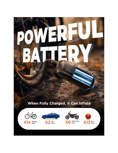 Bomba de Bicicleta Eléctrica LISEN 150 PSI Inalámbrica 0.54 kg