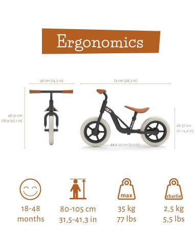 Bicicleta de Equilibrio Chillafish Charlie 10" Negra Ajustable