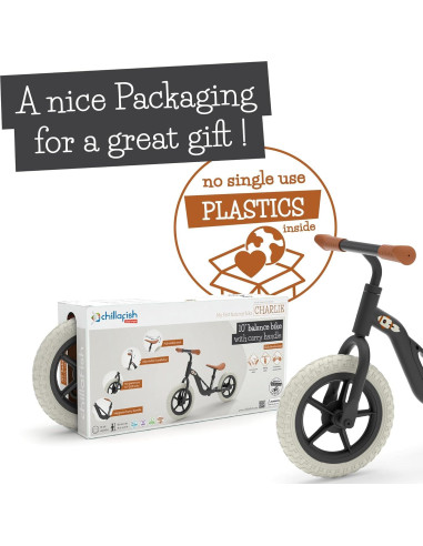 Bicicleta de Equilibrio Chillafish Charlie 10" Negra Ajustable
