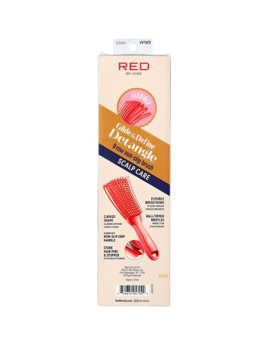 Cepillo Desenredante Rojo Kiss con Punta de Bola Antideslizante