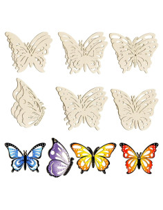 18 Piezas Adornos de Madera Hewyom para Pintar Mariposas