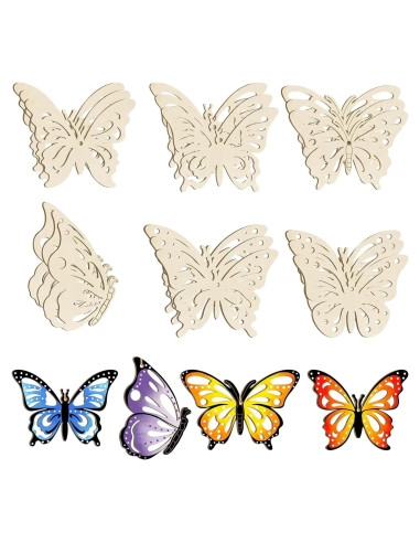 18 Piezas Adornos de Madera Hewyom para Pintar Mariposas