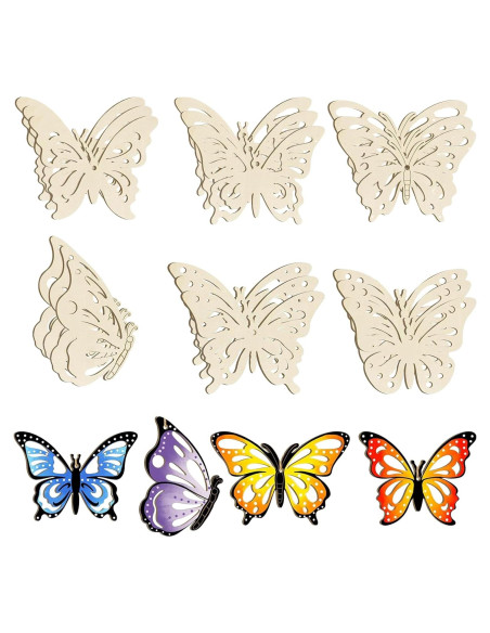 18 Piezas Adornos de Madera Hewyom para Pintar Mariposas