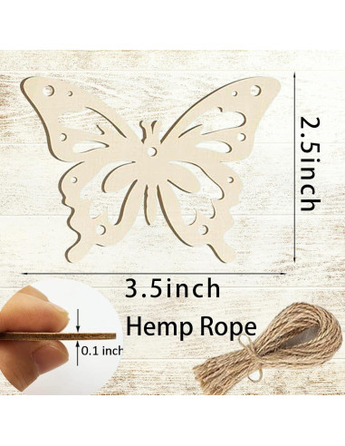 18 Piezas Adornos de Madera Hewyom para Pintar Mariposas