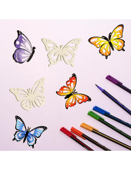 18 Piezas Adornos de Madera Hewyom para Pintar Mariposas