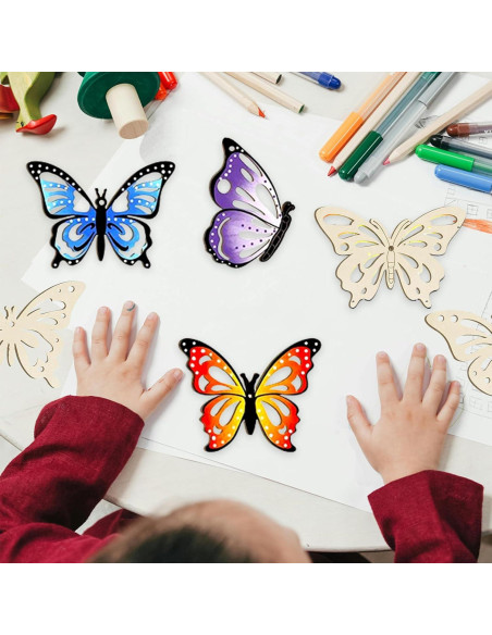 18 Piezas Adornos de Madera Hewyom para Pintar Mariposas