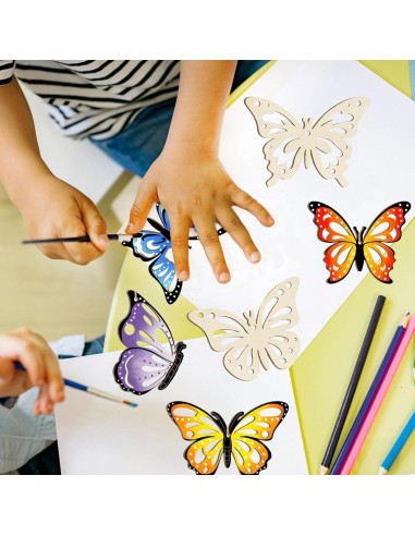 18 Piezas Adornos de Madera Hewyom para Pintar Mariposas