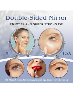 Espejo de Maquillaje Doble Cara 15X/1X Mirrorvana 17cm Cromo 2