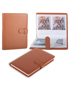 Álbum de Fotos Vintage HIYQIN 80 Bolsillos Cuero PU Marrón