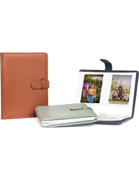 Álbum de Fotos Vintage HIYQIN 80 Bolsillos Cuero PU Marrón