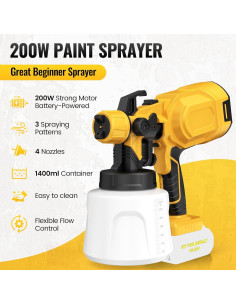 Pulverizador de pintura eléctrico Ufeekare 200W 1.2L amarillo 2