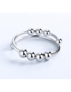Anillo Fidget Ajustable de Acero Inoxidable con Perlas - Alivio de Ansiedad 2