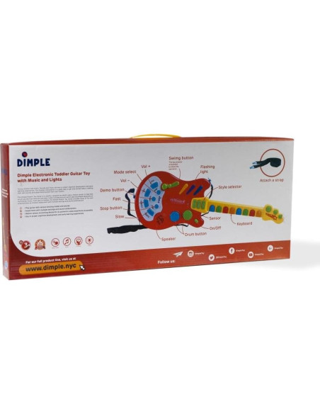 Guitarra Electrónica DimpleChild para Niños 2 Paquete Rojo