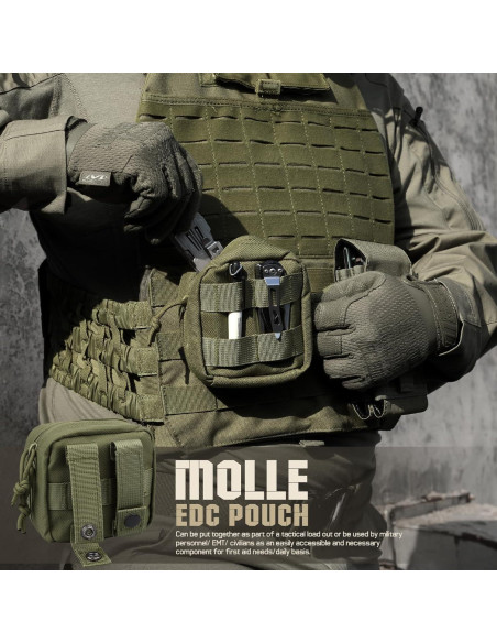 Paquete de 2 Bolsas Molle Pequeñas RXW 4x4 Nylon Verde Militar