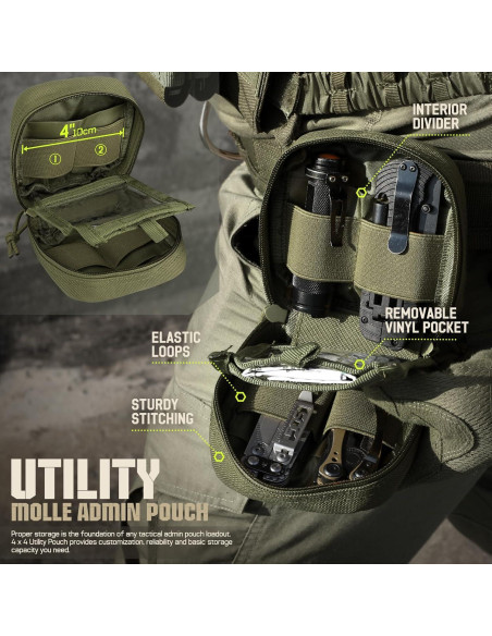 Paquete de 2 Bolsas Molle Pequeñas RXW 4x4 Nylon Verde Militar
