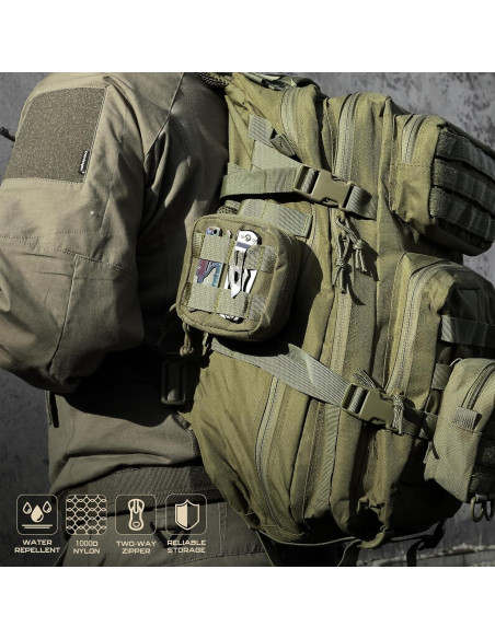 Paquete de 2 Bolsas Molle Pequeñas RXW 4x4 Nylon Verde Militar