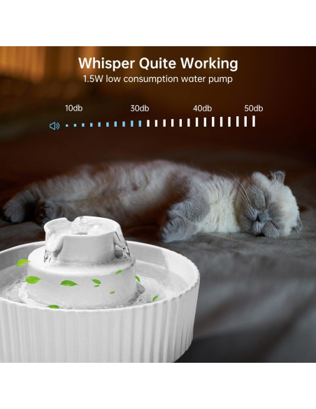 Fuente de Agua Automática Cerámica SgurFin 2.1L para Gatos y Perros Fuente de Agua Automática Cerámica SgurFin 2.1L para Gatos y Perros