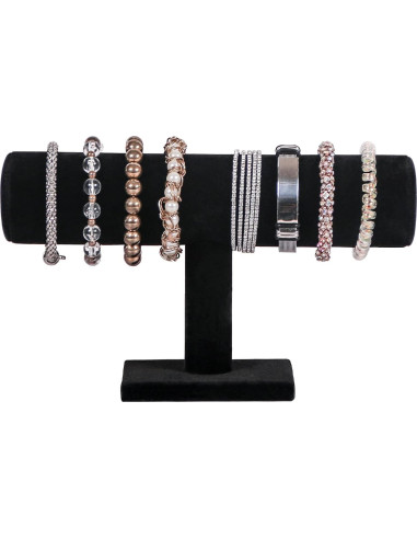 Soporte para Pulseras Julysky T Bar Negro 1 Nivel Terciopelo