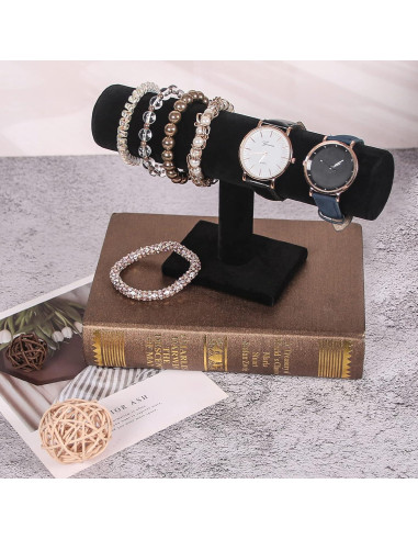 Soporte para Pulseras Julysky T Bar Negro 1 Nivel Terciopelo
