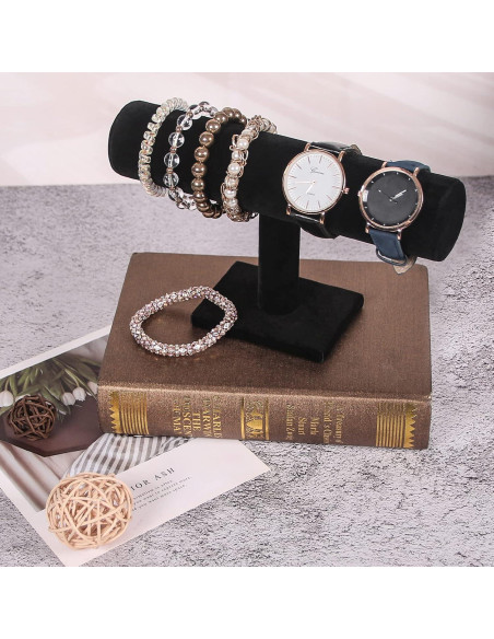 Soporte para Pulseras Julysky T Bar Negro 1 Nivel Terciopelo