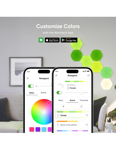 Luces de Pared LED Nanoleaf Shapes 7 Hexágonos RGBW