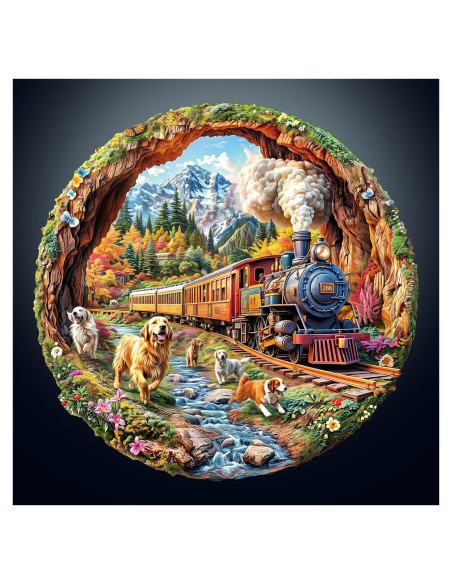 Rompecabezas de Madera KAAYEE 3D Perros y Trenes 100 Piezas