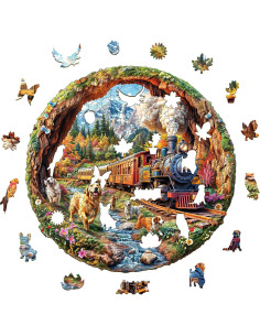 Rompecabezas de Madera KAAYEE 3D Perros y Trenes 100 Piezas 2